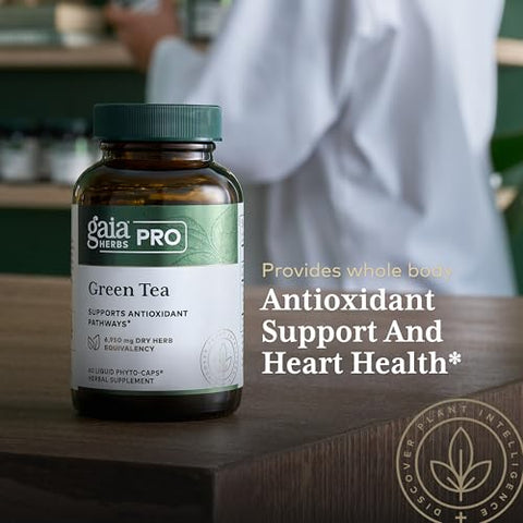 Pro Chá Verde – Suplemento Herbal de Chá Verde para a Saúde do Coração – Com Folha e Extrato de Chá Verde Orgânico – 60 Cápsulas Líquidas Veganas de Fitoterapia (30 Porções) - Gaia Herbs