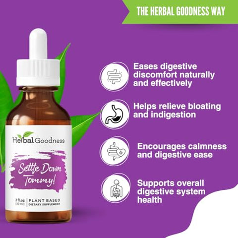 Herbal Goodness - Conjunto Herbal Goodness Settle Down Tommy – Suporte Digestivo Orgânico – Marca