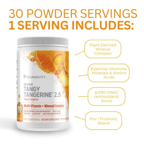 Beyond Tangy Tangerine 2.5 – Suplemento Multivitamínico Tropical Tangerine Ultimate – 30 Sachês - Youngevity