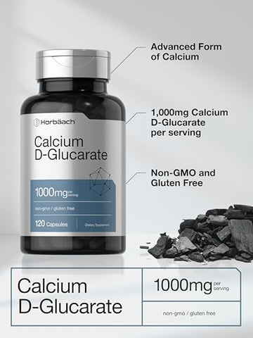Calcium D-Glucarate 1000mg | 120 Cápsulas | Suplemento Sem OGM, Sem Glúten | Marca Horbäach - Horbäach