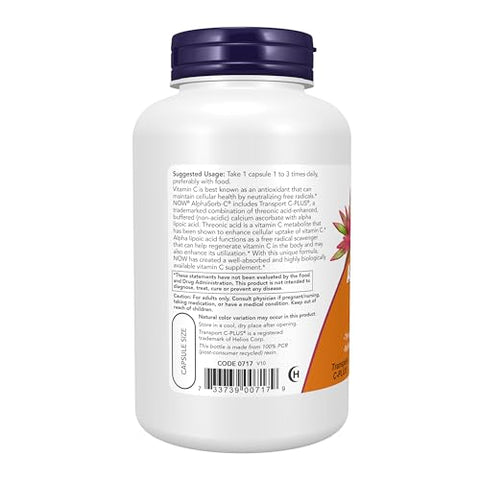 Supplements, AlphaSorb-C™ 500 mg com Ácido Threônico – Potencialize sua saúde com vitamina C de alta absorção - NOW Foods