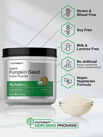 Proteína de Semente de Abóbora Orgânica | 454g | Vegetariana, Sem Glúten e Fórmula Não-OGM | Suplemento Keto e Paleo | 15g de Proteína por Porção - Horbäach