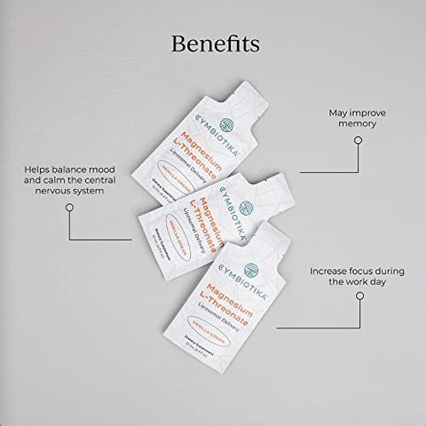 Magnesium L-Threonate 1300mg – Entrega Lipossomal, Suporte para Foco, Memória e Cérebro, Suplemento de Magnésio para Sono, Alta Absorção, Keto, Vegano, Sem Glúten, Sabor Baunilha - CYMBIOTIKA