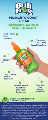 Mosquito Coast Repelente de Insetos e Protetor Solar FPS 50, Spray Pump, 140 ml 2 Unidades - Bullfrog