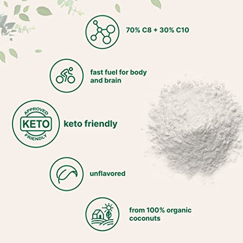 Micro Ingredients - Óleo de MCT Orgânico em Pó com Fibra Prebiótica, 454g, Energia Rápida para Corpo e Cérebro, Óleo de C8 MCT para Creme de Café, Sem GMOs, Dieta Keto, Vegano