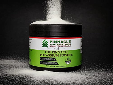 Pinnacle Supplementation - Pinnacle Potassium Citrate em Pó – Suplemento de Potássio em Pó, Suplemento Mineral, Pó Eletrolítico Keto, Suporta Equilíbrio de Hidratação e Cãibras Musculares, 100% Puro, Sem Aditivos, Sem