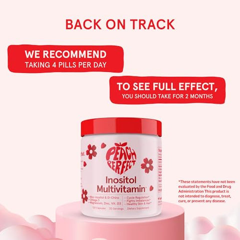 Peach Perfect - Cápsulas de Inositol Multivitamínico – Myo-Inositol 500mg | Aumente sua saúde e bem-estar