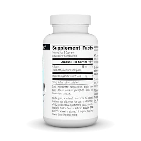 Mastic Gum 500 mg – 120 Comprimidos | Alívio para Desconforto Estomacal | Marca de Produto - Source Naturals