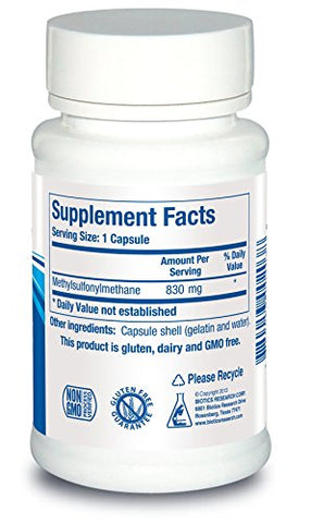 Suplemento Potente de Enxofre MSM, Produção de Colágeno, Cabelos e Pele Saudáveis - Biotics Research