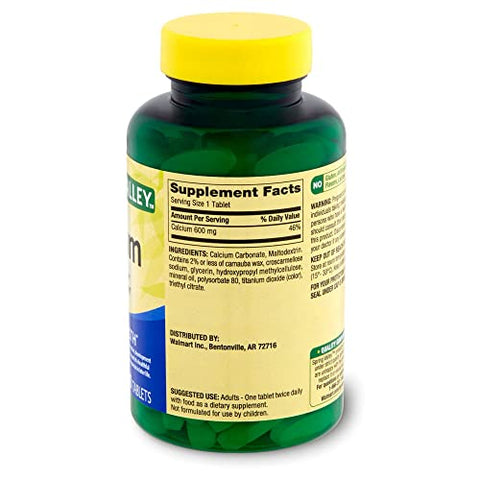 Generic - Spring – Valley Cálcio 600mg Saúde Óssea Natural – 100 Comprimidos Embalagem de 3