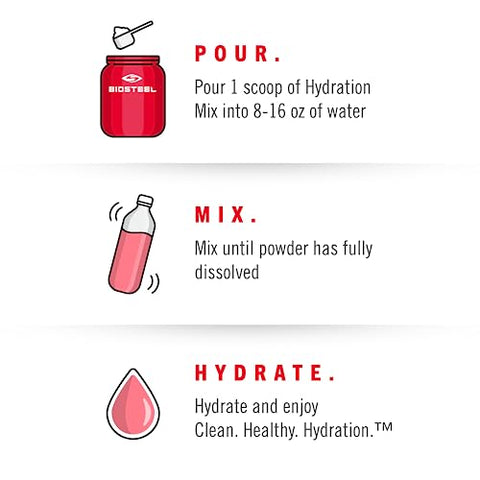 Hydration Mix – Bebida Esportiva em Pó de Eletrólitos Essenciais, Sem Açúcar – Sabor Frutas Vermelhas – 45 Porções - BIOSTEEL