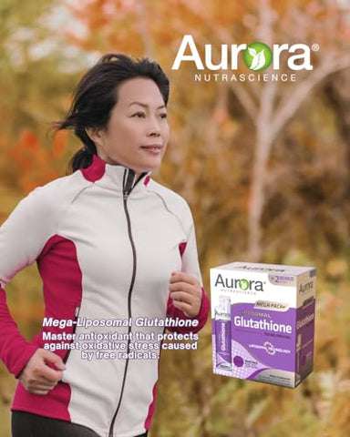 Vida Lifescience - Aurora Nutrascience Mega-Pack Liposomal Glutationa 750 mg, Suporte ao Sistema Imunológico, Antioxidante, 32 Pacotes, Sem OGM, Sem Açúcar, 640 mL