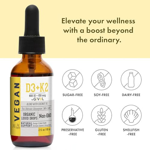 GIVOL - Vitamina D3 K2 Líquida (MK4) – Gotas Potentes para Saúde Óssea – Marca em Destaque