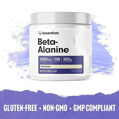Beta Alanine 300mg em Pó, Sem GMO, Sem Glúten, Sem Sabor (100 Porções) - Bucked Up