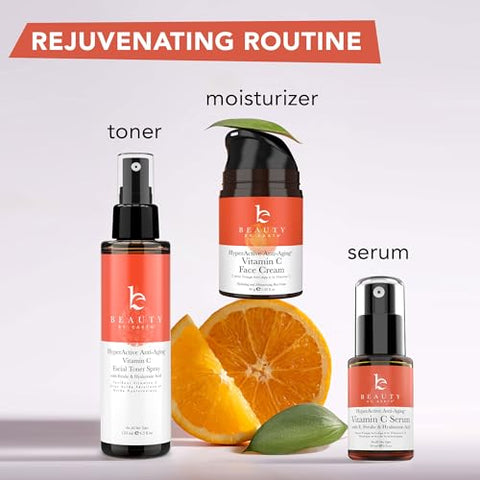 Creme Facial de Vitamina C Hiperativo Anti-Envelhecimento Beauty by Earth – Feito nos EUA com Ingredientes Naturais