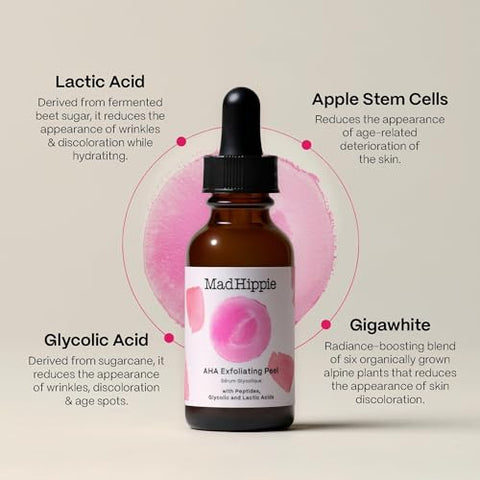 Kit Mad Hippie para Clareamento da Pele: Rotina Diária de Cuidados com Creme Noturno Triple C, Peeling Esfoliante AHA e Sérum de Vitamina C – 100% Natural e Eficaz