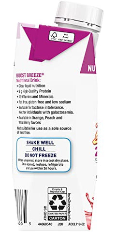 BOOST - Boost Breeze Bebida Nutricional Wildberry, 8 fl oz (Pack com 12) – Marca Boost