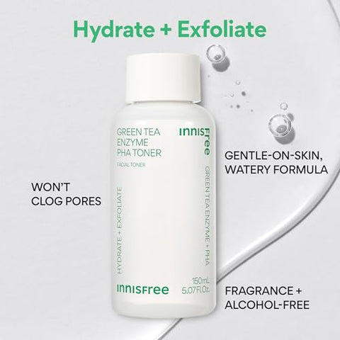 Kit de Rotina innisfree Hydration Heroes com Chá Verde: Sérum, Cleanser, Toner e Creme (Embalagem Pode Variar) – Cuidados com a Pele Coreanos