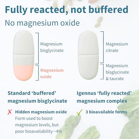 Igennus Healthcare Nutrition - Complexo Avançado de Magnésio Triplo, Totalmente Reagido – 100g