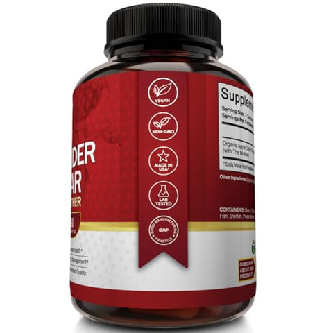 NutriFlair - Apple Cider Vinegar Capsules com The Mother – 120 Pílulas Veganas de ACV – Melhor Suplemento para Perda de Peso Saudável, Dieta, Keto, Digestão, Desintoxicação, Imunidade – Poderoso Limpador