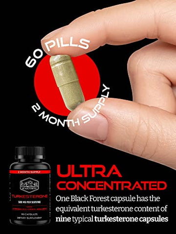 Black Forest - Suplemento de Turkesterona da Floresta Negra 500mg Cápsula (Pureza Máxima 95%% Extrato) Fornecimento de 2 Meses (500mg de Turkesterona a partir de 526mg de Ajuga Turkestanica) Similar ao Ecdisterona para