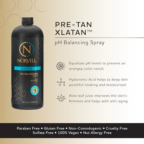 XLATAN Spray pH Balanceador Pré-Bronzeamento Sem Sol, 1 Litro - Norvell