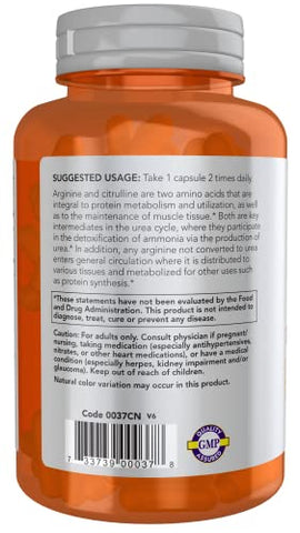 NOW Foods - Now Foods ARGININE 500mg CITRULLINE 250MG 120 CAPS 2 Pack – Aumente sua energia e desempenho com este suplemento de alta qualidade