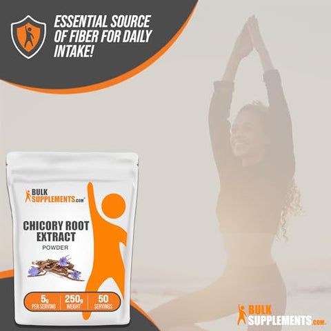Chicory Extract Powder BulkSupplements.com – Raiz de Chicória em Pó – Suplemento de Raiz de Chicória – Suplemento de Fibra – Sem Glúten – 5g por Porção – 250g (Pack de 1)