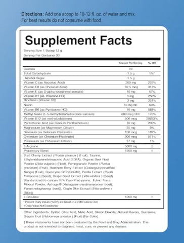 Cardio 911 - L-arginina 5000 mg e L-citrulina 1000 mg Combo, Complexo de Suplemento de Óxido Nítrico, Pó para Saúde Cardiovascular, Sabor de Frutas Vermelhas, 475 g