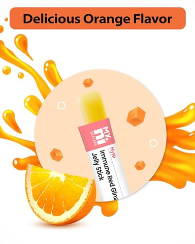myni - Myni Geléia de Ginseng Panax Coreano (Sabor Laranja, 30 Unidades, 15 Dias) – Suplemento de Extrato de Ginseng Vermelho para Crianças. Estimula a Imunidade, Melhora a Memória