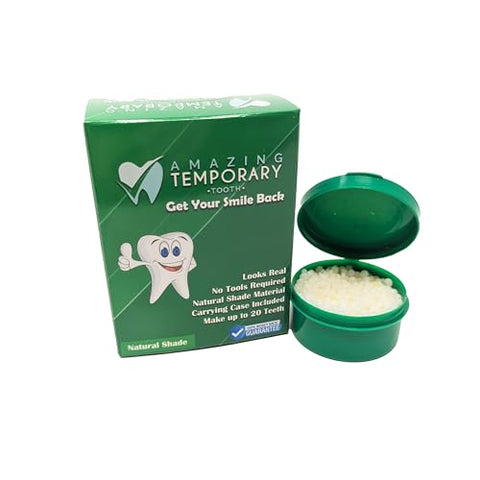 Amazing Temporary Tooth - Kit de Substituição Temporária de Dentes (Sombra Natural) – Reparo de Dentes Ausentes Temporários, Disponível em Sombra Natural ou Brilhante
