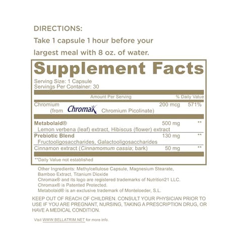 BellaTrim – Suporte para Peso, Apetite, Metabolismo e Saúde Intestinal com Extrato de Canela e Ingredientes Naturais à Base de Plantas – Suplementos para - Bella Grace