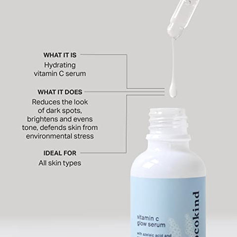 Serum Vitamina C Glow com Ácido Azelaico e Caviar de Uva Marinha para Pele Radiante e Uniforme, 30ml - Cocokind