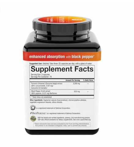 Curcumin Turmeric com BioPerine Pimenta Preta, Propriedades Antioxidantes Poderosas para Articulações – 60 cápsulas - Youtheory