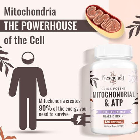 Resciency - 2326 MG Suplementos Mitochondrial com ATP, Vitaminas, CoQ10