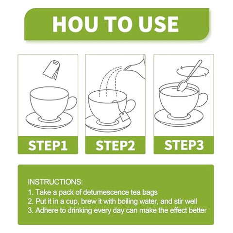 ZWQITDS - Chá Natural Anti-Inchaço, Eliminação Efetiva de Toxinas, 5 Saquinhos em 1 Embalagem, Aumenta os Níveis de Energia