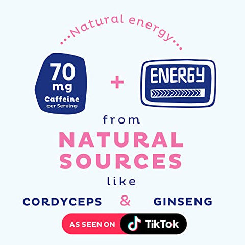 Energizing Blue Spirulina Blend – Certificado Orgânico USDA – Vitaminas do Complexo B, Ashwagandha, Ginseng, Adaptógenos, Biotina – Pré-treino Vegano em Pó – Cafeinado, Sabor de Frutas Vermelhas, 28g - KOS