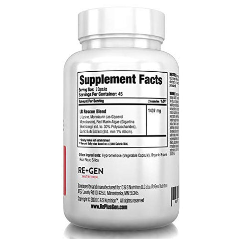 Re+Gen Nutrition - Re Gen Nutrition Lysine Rescue: Suplemento de Aminoácidos para Fortalecer a Imunidade