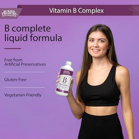 B Complete – 473 ml, Todas as 8 Vitaminas B com B12 Metilada - Buried Treasure