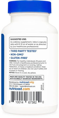 Ácido Ursólico 300mg, 120 Cápsulas – Vegetariano, Não GMO, Sem Glúten, Sem Soja - Nutricost