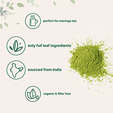 Micro Ingredients - Moringa Oleifera em Pó Orgânico para Cabelos, 2 Libras, Rico em Antioxidantes e Vitamina Imune, Superfoods para Chá de Moringa, Bebida de Moringa, Cultivado na Índia, Vegano