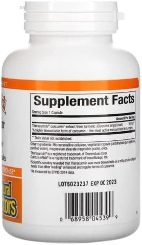 CurcuminRich Double Strength Theracurmin 60mg – 120 Cápsulas Vegetarianas - Natural Factors