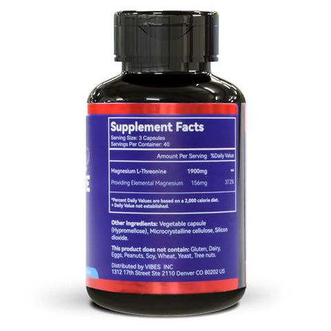 DIATMOON - Cápsulas de Magnésio L-Treonina, Suplemento de Magnésio Treonina, 1900mg de Magnésio L-Treonina, Não Transgênico, Sem Glúten – 240 Cápsulas Vegetais