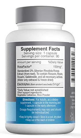couoi - Rosavin Plus® com Eletrólitos – Rhodiola rosea Siberiana 90 Cápsulas V 150mg por AMERIDEN INTERNATIONAL, INC