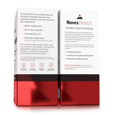 ThermoDyne – Queimador de Gordura Termogênico – Supressor de Apetite – Acelerador de Metabolismo – Queime Calorias – Estimulante de Energia – Melhore o Foco – Pílulas Queimadoras de Gordura – Promova a Definição Muscular - Novex Biotech