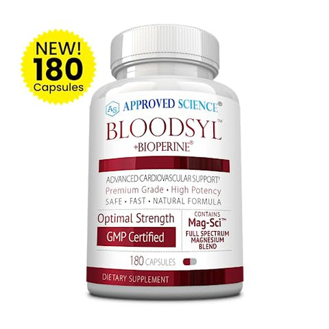 Bloodsyl – Suporte para Pressão Arterial e Colesterol – Hawthorne, Magnésio, BioPerine – 180 Cápsulas Veganas Amigáveis – Fornecimento de 3 Meses - Approved Science