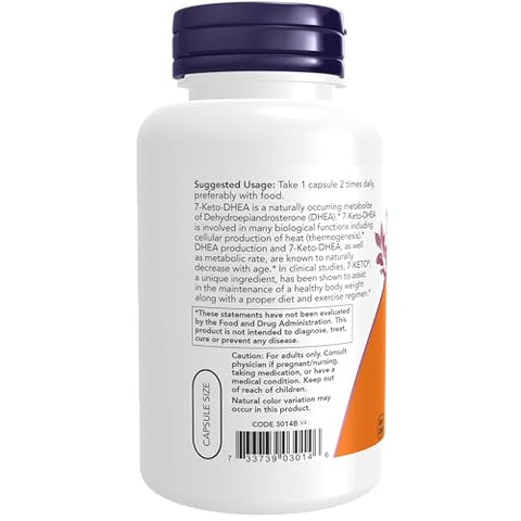 Supplements, 7-Keto 100 mg, Gerenciamento de Peso, 120 Cápsulas Vegetais - NOW Foods