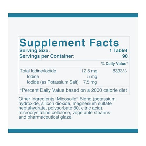 Optimox - Iodoral 12.5mg – Suplemento de Iodo para Suporte da Tireoide, Comprimidos de Iodeto de Potássio, Solução de Lugol, Vitaminas Diárias