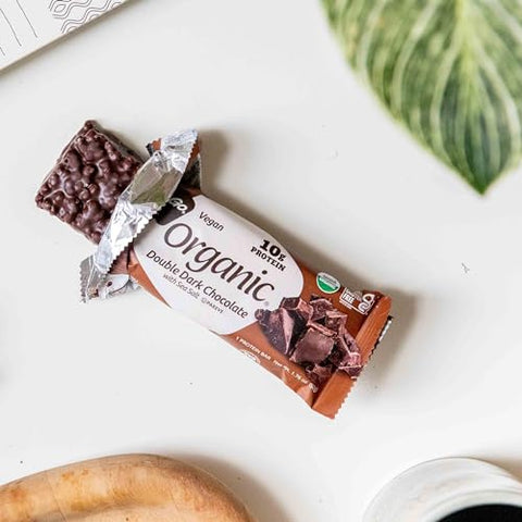 Orgânico Duplo Chocolate Amargo com Sal Marinho, Barra de Proteína 10 Unidades, Vegano, Sem Glúten, Não-OGM, Kosher Pareve, 12 Unidades - NuGo