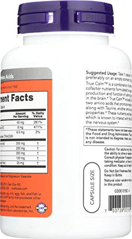 NOW Foods - Now Foods True Calm(tm) Amino Relaxer 90 Cápsulas (pacote com duas unidades) – Relaxante Aminoacídico para Promover o Bem-Estar